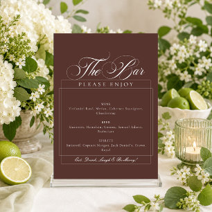 Classic Brown Ivory Calligraphy The Bar Sign Invitation