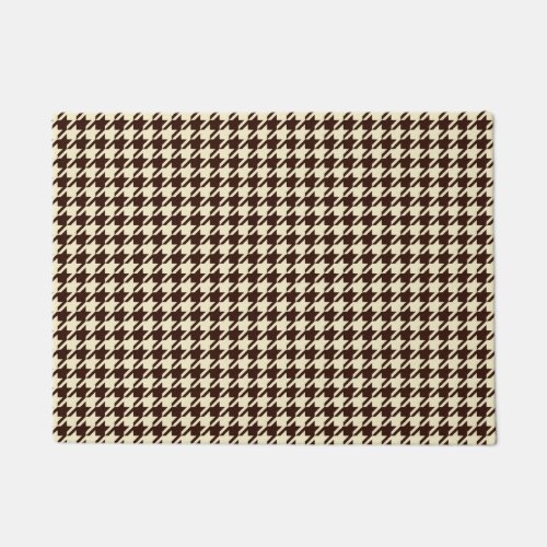 Classic Brown Ivory Pepita Houndstooth Pattern  Doormat