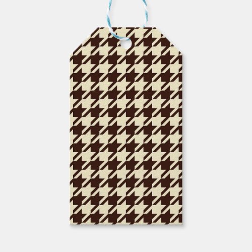 Classic Brown Ivory Pepita Houndstooth Pattern Gift Tags