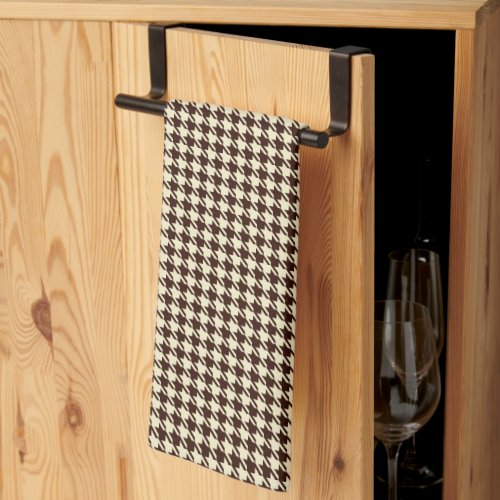 Classic Brown Ivory Pepita Houndstooth Pattern    Kitchen Towel