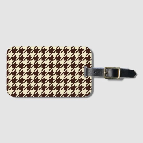 Classic Brown Ivory Pepita Houndstooth Pattern    Luggage Tag