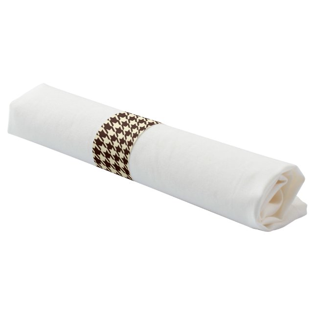 Classic Brown Ivory Pepita Houndstooth Pattern  Napkin Bands (Angled)