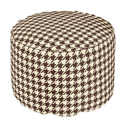 Classic Brown Ivory Pepita Houndstooth Pattern  Pouf