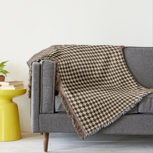 Classic Brown Ivory Pepita Houndstooth Pattern  Throw Blanket