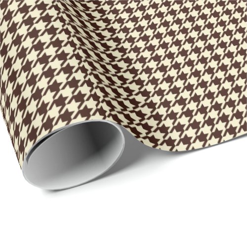 Classic Brown Ivory Pepita Houndstooth Pattern   Wrapping Paper