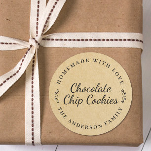 Classic Brown Kraft Personalized Baking Gift Round Sticker