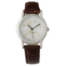 ​Classic Brown Leather Golden Floral Art 