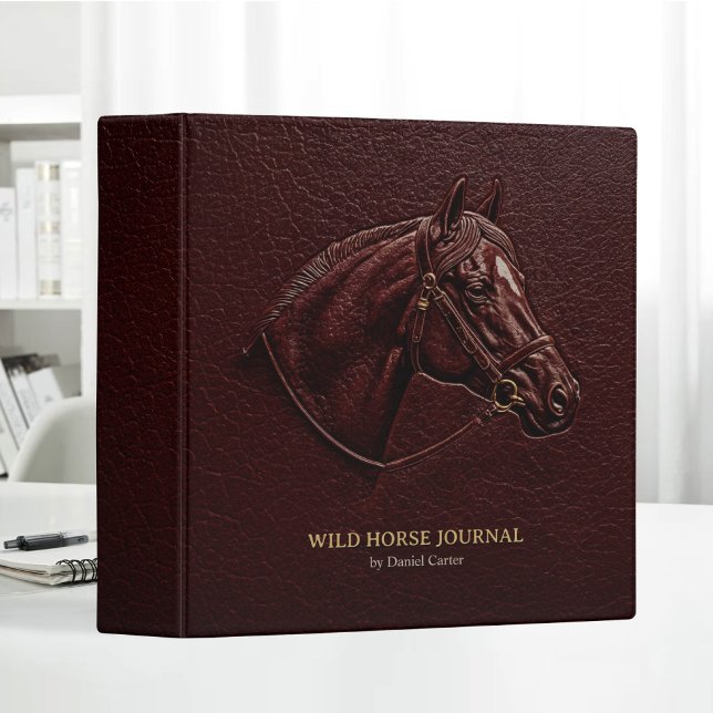 Classic Brown Leather Horse Head Equestrian 3 Ring Binder (Creator Uploaded)