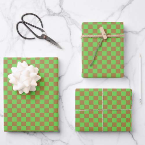 Classic Brown Light Green Plaid  Wrapping Paper Sheets