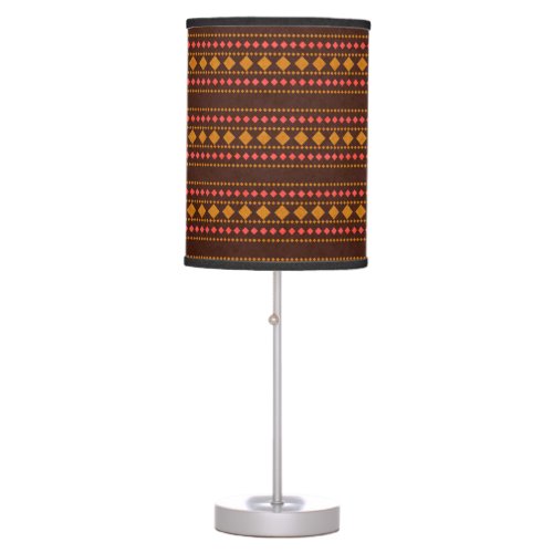 Classic Brown Lines And Dots Pattern African   Table Lamp