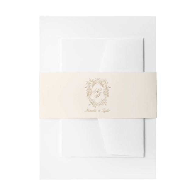 Classic Brown Monogram Crest Invitation Belly Band (Front Example)