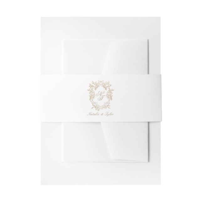 Classic Brown Monogram Crest Invitation Belly Band (Front Example)