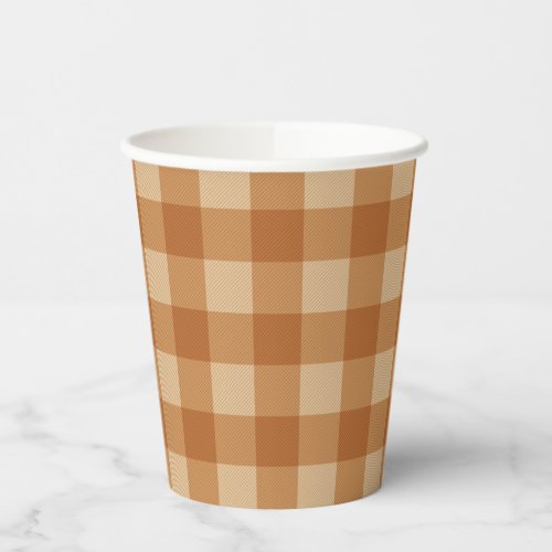 Classic brown plaid checkered cloth paper cups