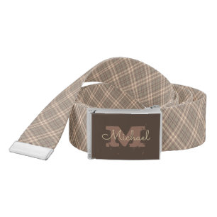 Classic brown plaid monogram belt