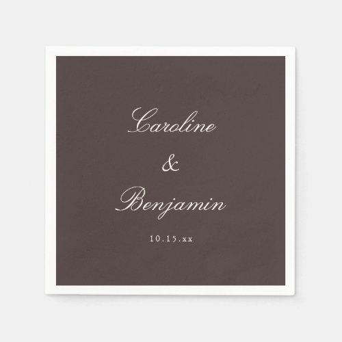 Classic Brown Script Elegant Wedding Custom Name Napkins