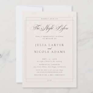 Classic Brown The Night Before Rehearsal Dinner Invitation