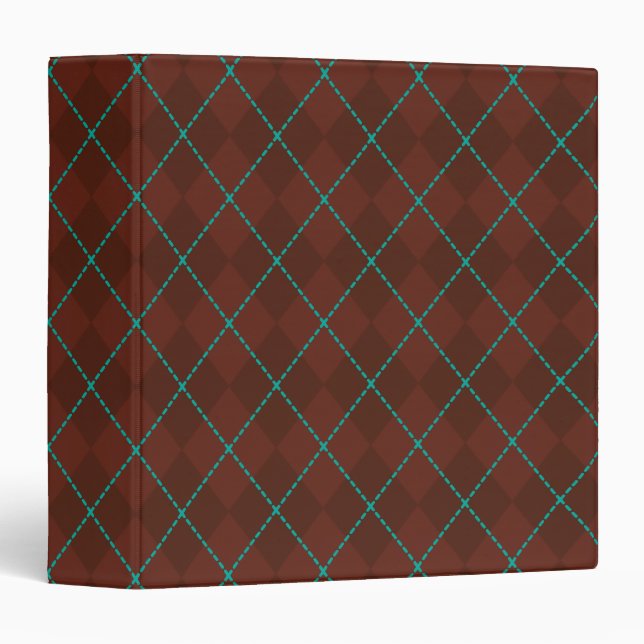 Classic Brown Turquoise Argyle Binder (Front/Spine)