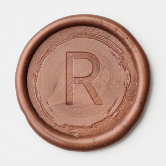Classic Brown Wax Seal Initial R Sticker (Front)