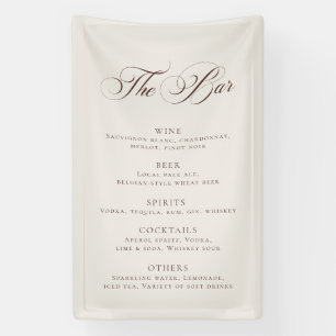 Classic Brown Wedding Bar Menu Reception Décor Banner