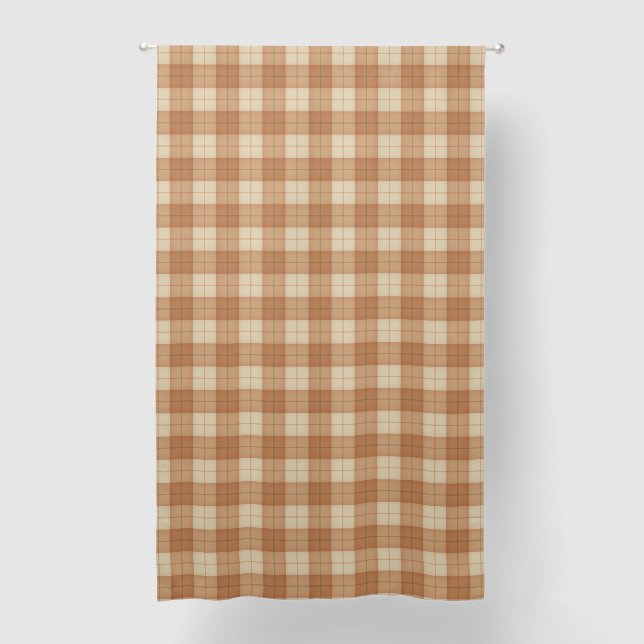 Classic Brown White Plaid 84" Blackout Curtains (Front)
