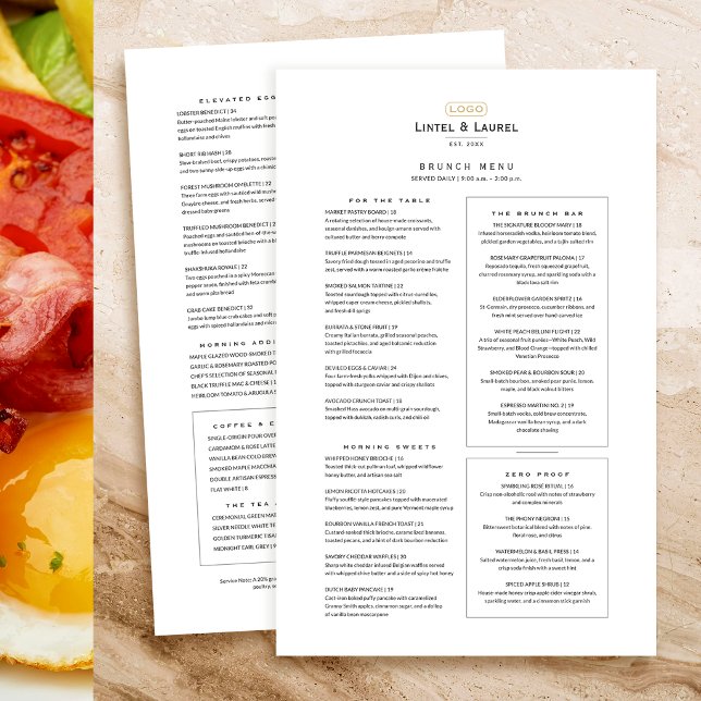 Classic Brunch Menu Elegant Restaurant Black White (Creator Uploaded)