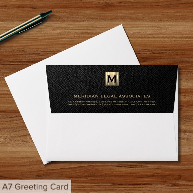 Classic Brushed Gold Monogram Business Envelope (Creator Uploaded)