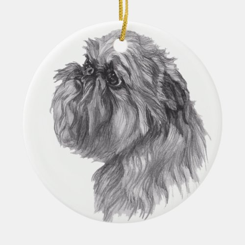 Classic Brussels Griffon  Dog profile Drawing Ceramic Ornament