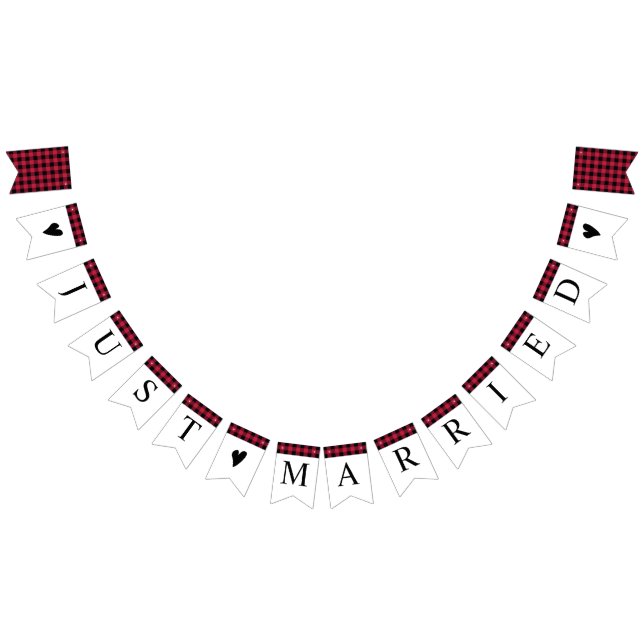 Classic Buffalo Plaid Check Black Red Bunting Flags (All)