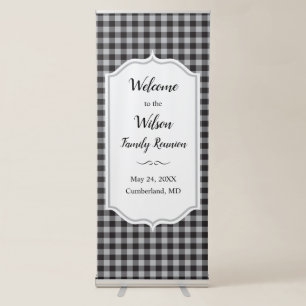 Classic Buffalo Plaid Check Black White Event Retractable Banner