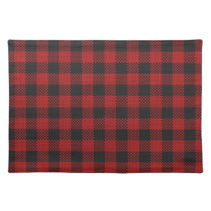 Classic Buffalo Plaid Check Pattern Red Black Mat