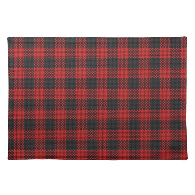 Classic Buffalo Plaid Check Pattern Red Black Mat (Front)