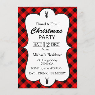 Classic Buffalo Plaid Christmas Party Invitation