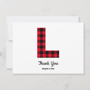 Classic Buffalo Plaid Letter L Wedding Monogram Thank You Card