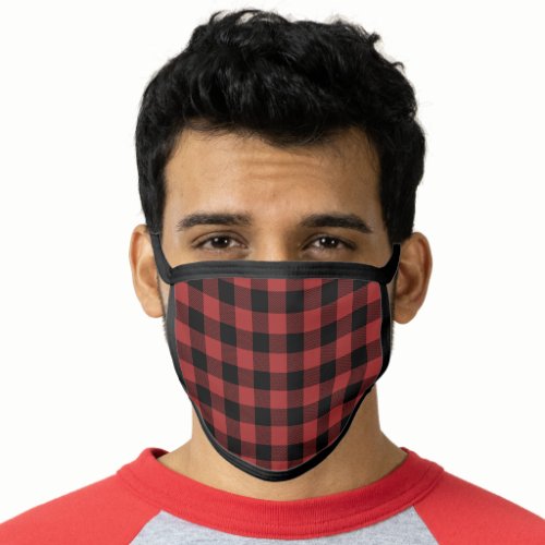 Classic buffalo plaid pattern red and black face mask