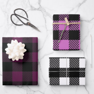 Classic Buffalo Plaid Pink, Burgundy, White Wrapping Paper Sheets