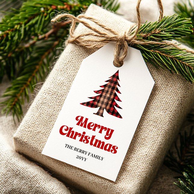 Classic Buffalo Tree Holiday Name Tag (Classic Buffalo Tree Holiday Name Tag)
