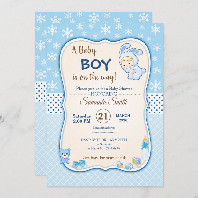 Classic bunny Baby Shower Invitation (Front/Back)