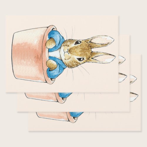Classic bunny blue jacket Sitting in Plant Pot Wrapping Paper Sheets