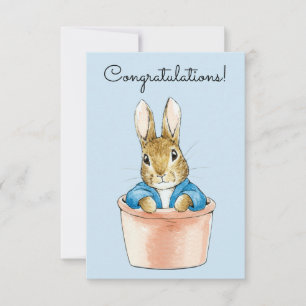 Classic bunny in blue jacket Congratulations Card
