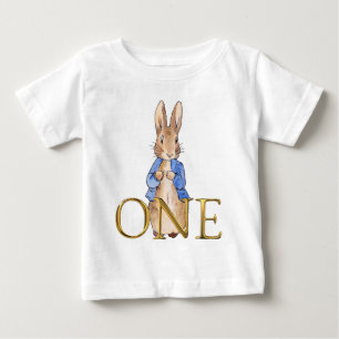 Classic Bunny in blue jacket First Birthday Baby T-Shirt