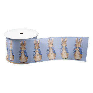 Classic bunny in blue jacket satin ribbon