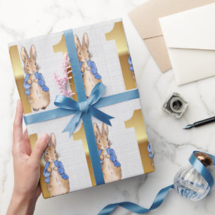 Classic bunny rabbit 1st birthday wrapping paper
