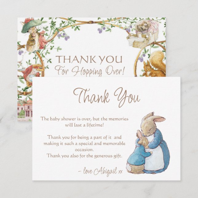 Classic Bunny Rabbit Baby Shower Thank You Card (Front/Back)