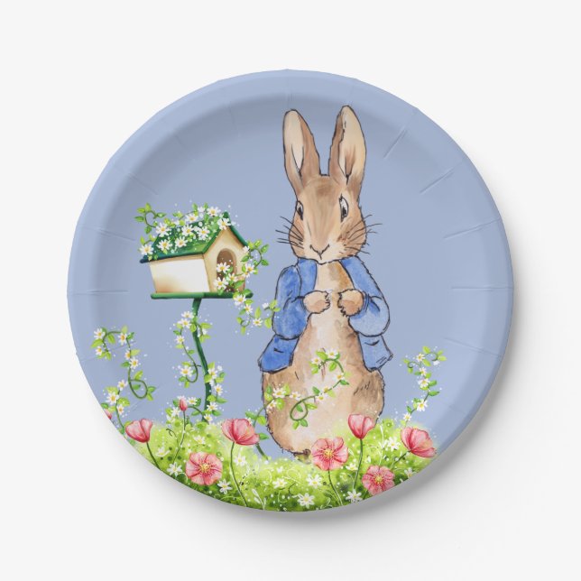 Classic Bunny rabbit Bird House    Paper Plates (Front)
