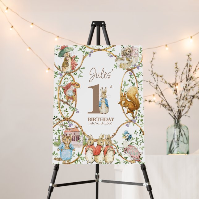 Classic Bunny Rabbit Birthday Welcome Sign (In Situ (Stand))