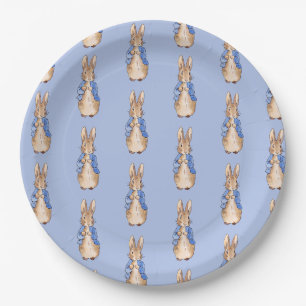 Classic bunny rabbit blue background paper plates
