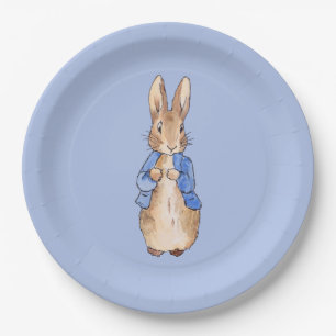 Classic bunny rabbit blue background paper plates