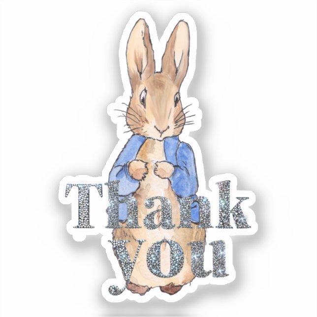 Classic Bunny Rabbit blue jacket Thank you Sticker (Front)
