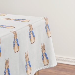 Classic Bunny Rabbit Gray Linen Texture Tablecloth