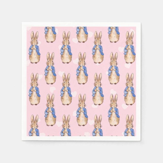 Classic bunny rabbit heart pattern napkins (Front)